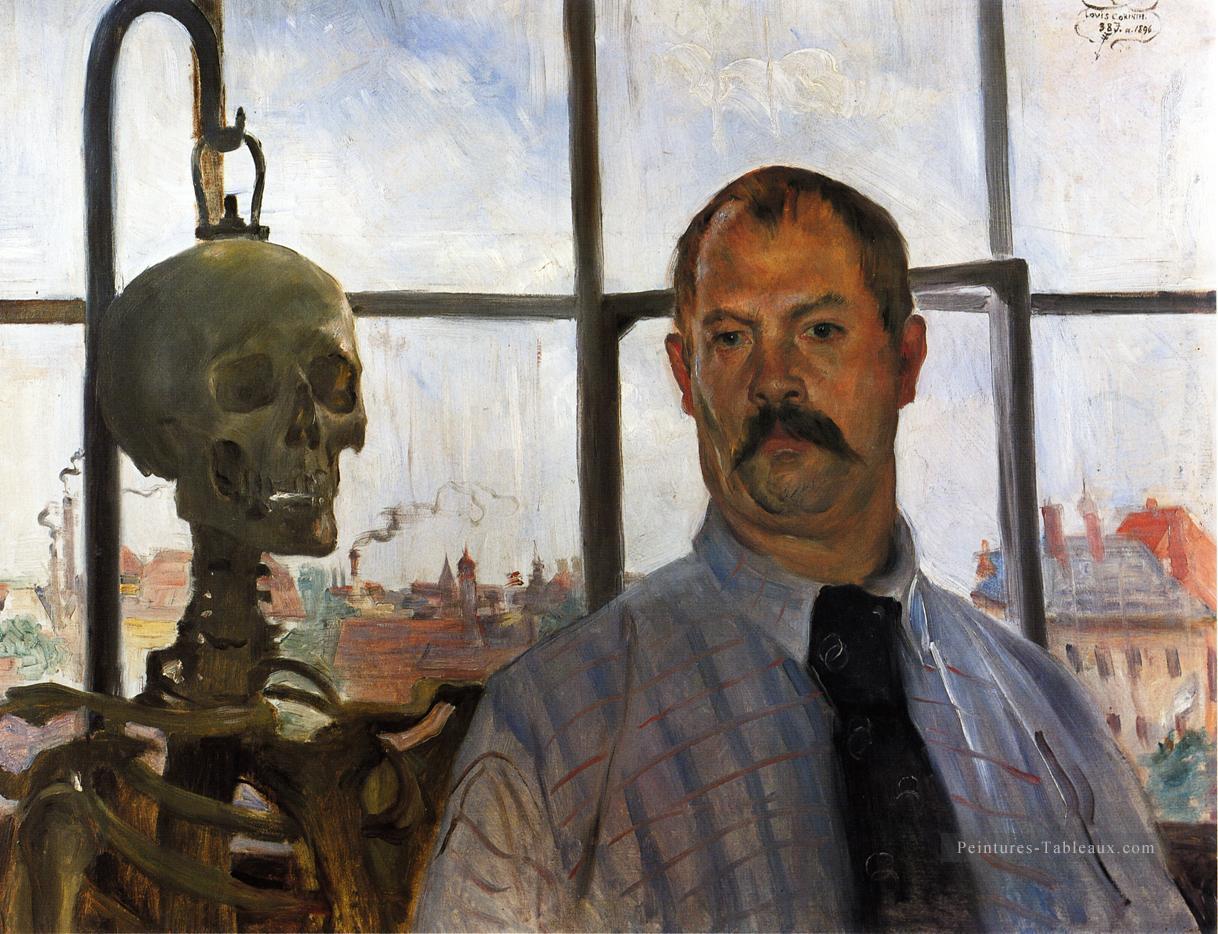 Autoportrait avec squelette Lovis Corinth Peintures à l'huile